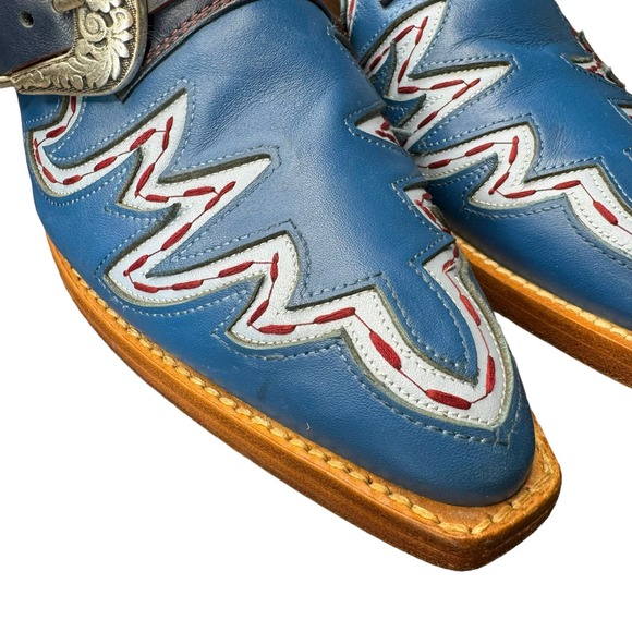 Tommy Hilfiger Collection Womens Blue Cowboy Leather Boot Mules Size 8.5 RARE - Picture 7 of 15
